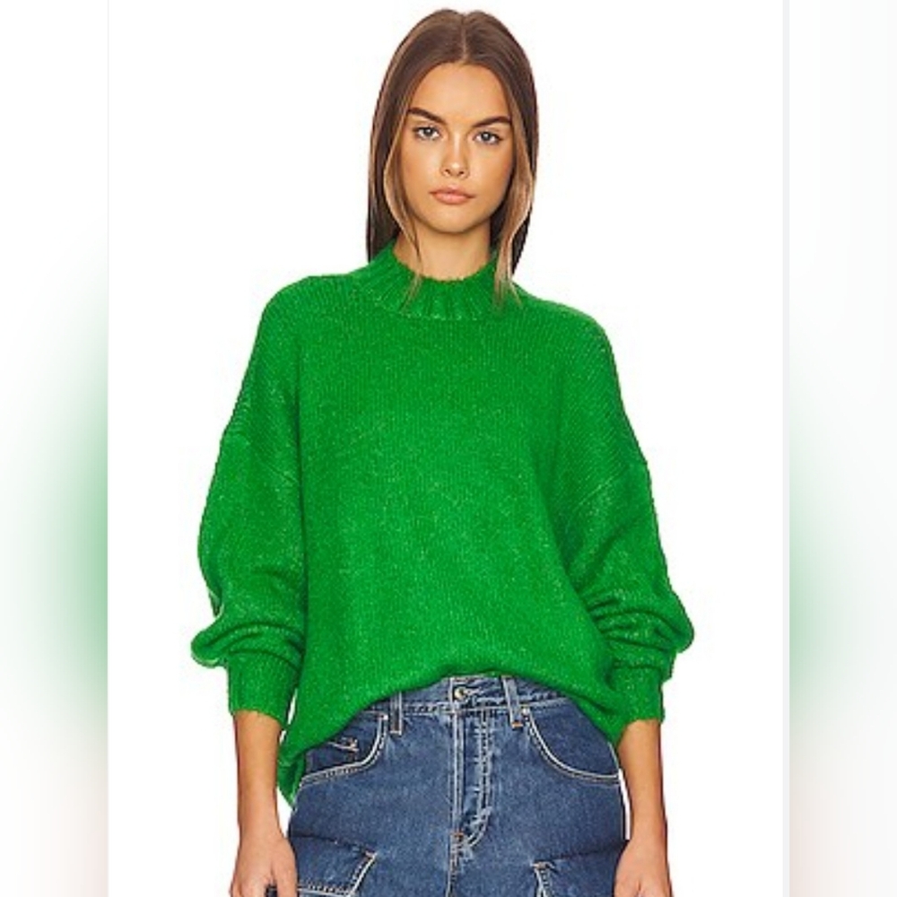 PISTOLA Carlen Mock Neck Fern Green Oversize Alpaca Wool Blend Chunky Sweater XS